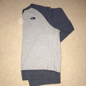 Blue and grey north face sweatshirt